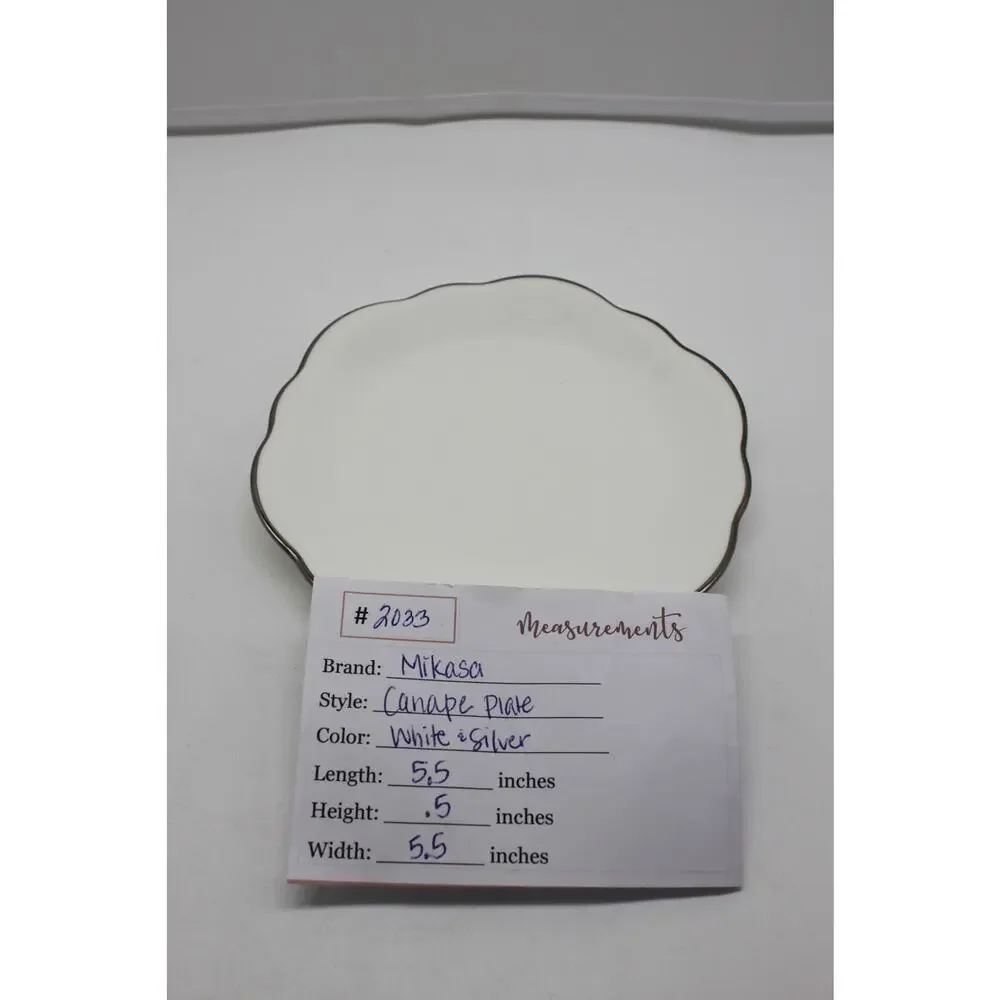 NWT Mikasa Bone Fine China Platinum‎ Halo Wellington Canape 5.5